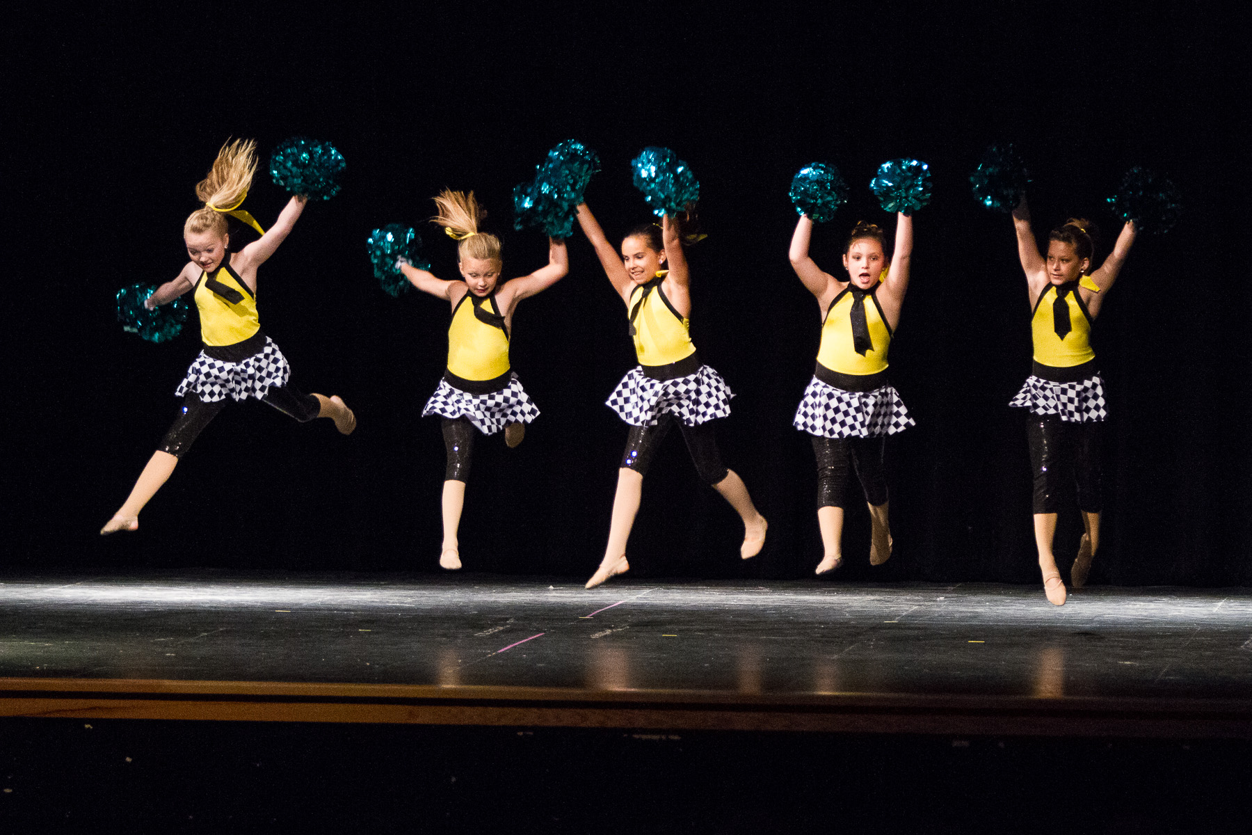 Performing Fine Arts of Sealy dancers take to the air during Route 66 in Saturday's dance recital. In no particular order, the dancers are Amelia Burwell, Skylar Dushek, Maddie Knelp, Leah Mlcak and Haylee Reichle.