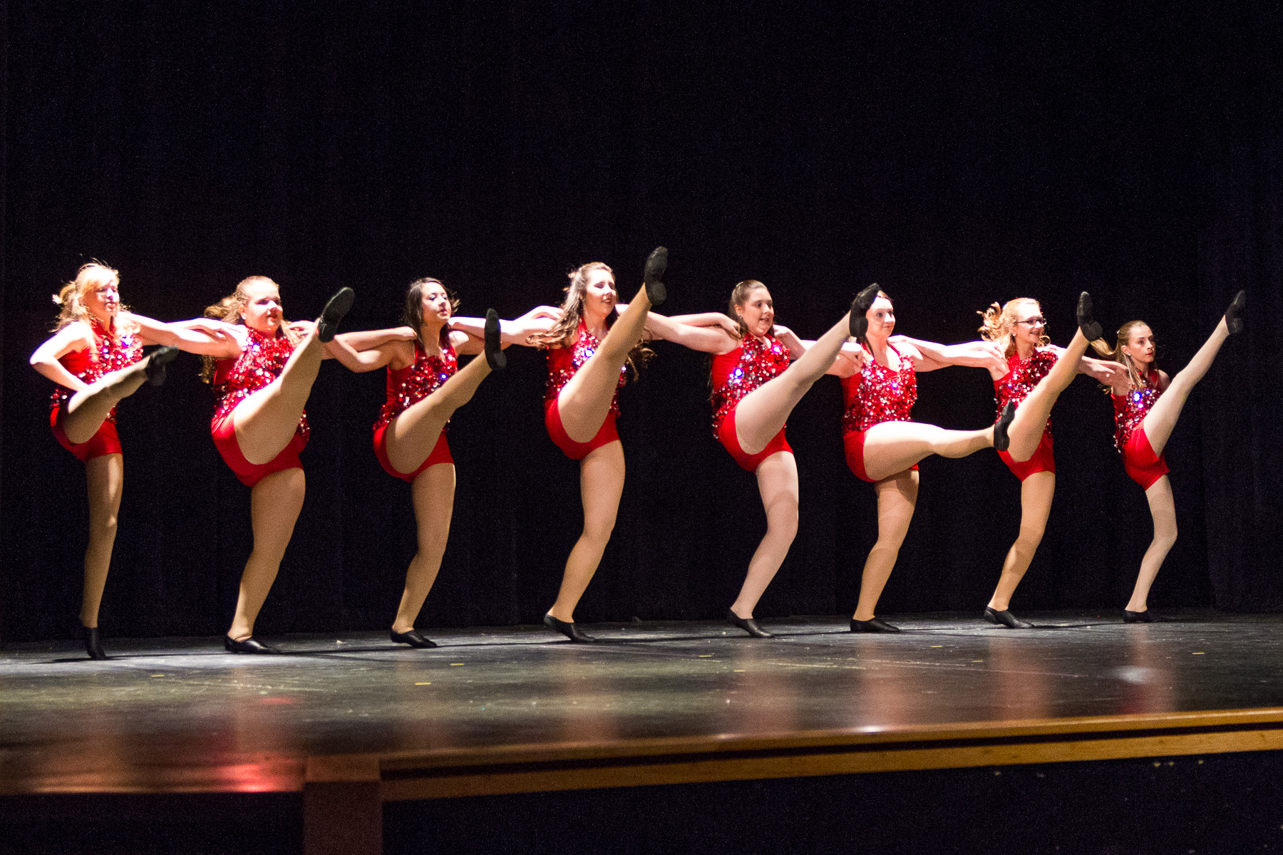 Performing Fine Arts of Sealy dancers kick to the beat of Kesha's Brokenhearted during Saturday's dance recital. In no particular order, the dancers are Deanna Bonham, Karleigh Janak, Savanna Janak, M'Lynn Koetting, Kelsey Leslie, Peyton Mericle, Paige Moyle and Kaiton Theriot.