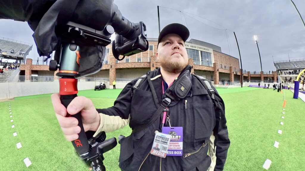 Creighton Holub, our project manager, working a NCAA Division I football game in 2021. Ronin Visuals brings the right skills, knowledge and expertise to solve your strategic communications and marketing needs.