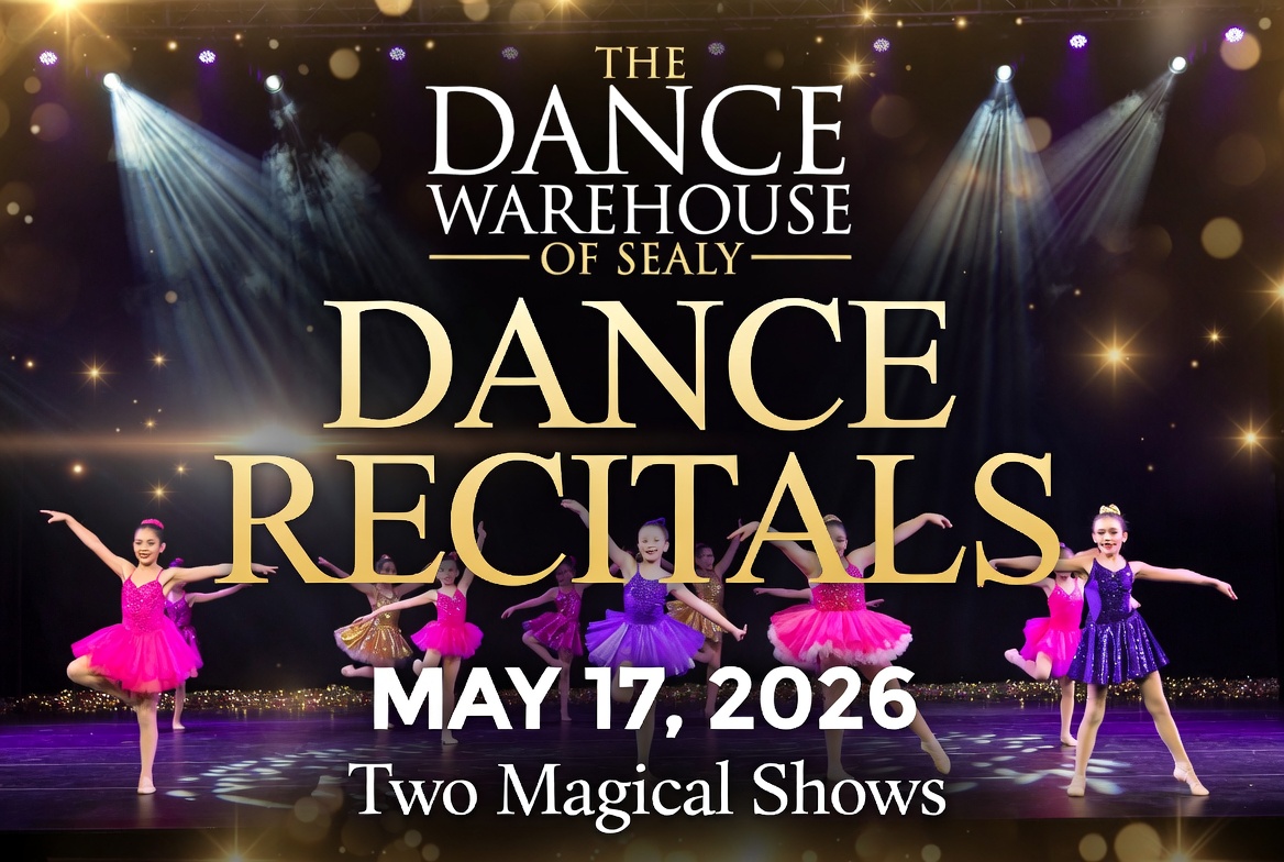 The Dance Warehouse of Sealy's back-to-back performances at 2 p.m. and 5 p.m. on May 17, 2026, at the Sealy High School performance auditorium.