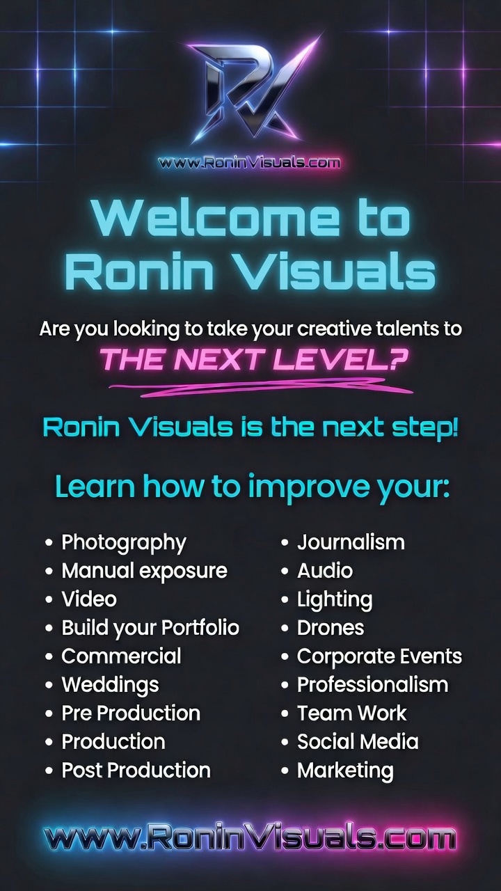 Infographic describing the professional functions that freelancers can learn while working with Ronin Visuals.